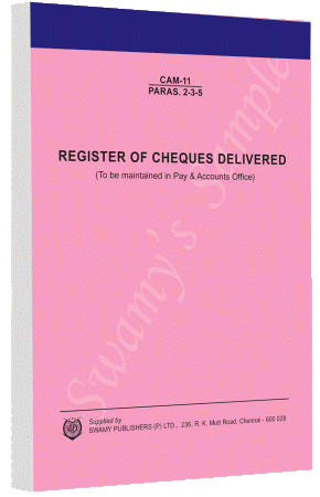 CAM-11 REGISTER OF CHEQUES  DELIVERED cover