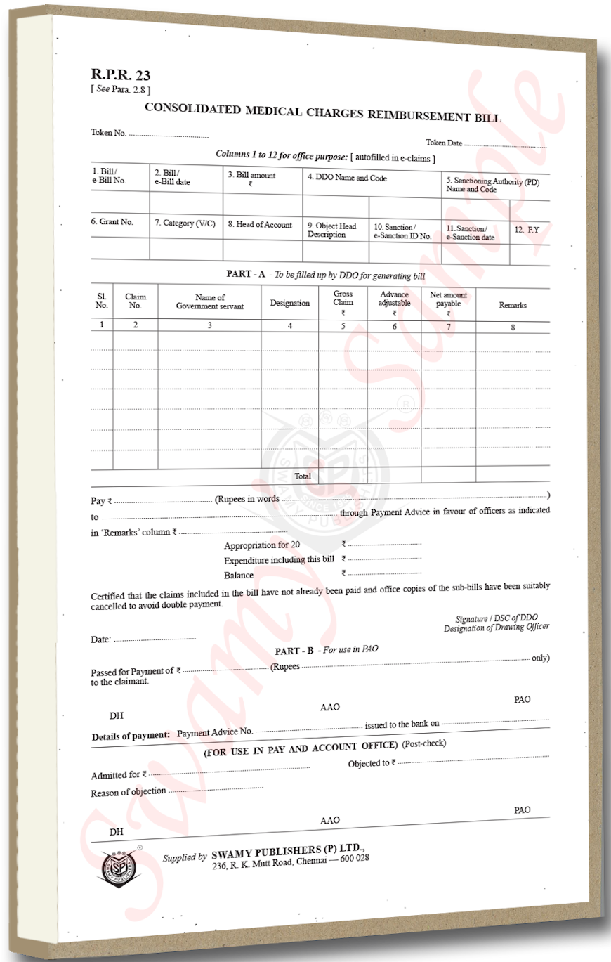 RPR-23/TR-27A CONL. MEDI. REIMB. BILL (100) cover