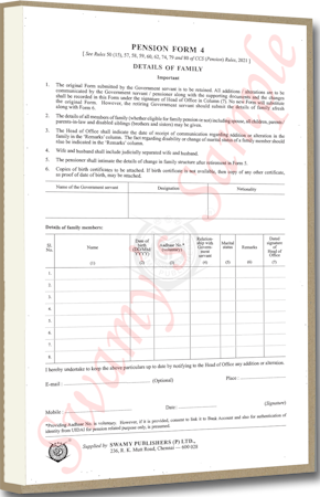 Form 4 - Details of family cover