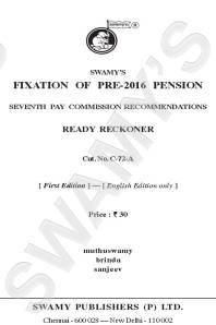 SWAMYâ€™S FIXATION OF PRE-2016 PENSION -READY RECKONER cover